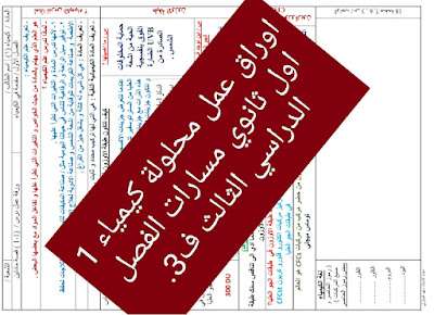 اوراق عمل محلولة كيمياء 1 اول ثانوي مسارات ف3 1446