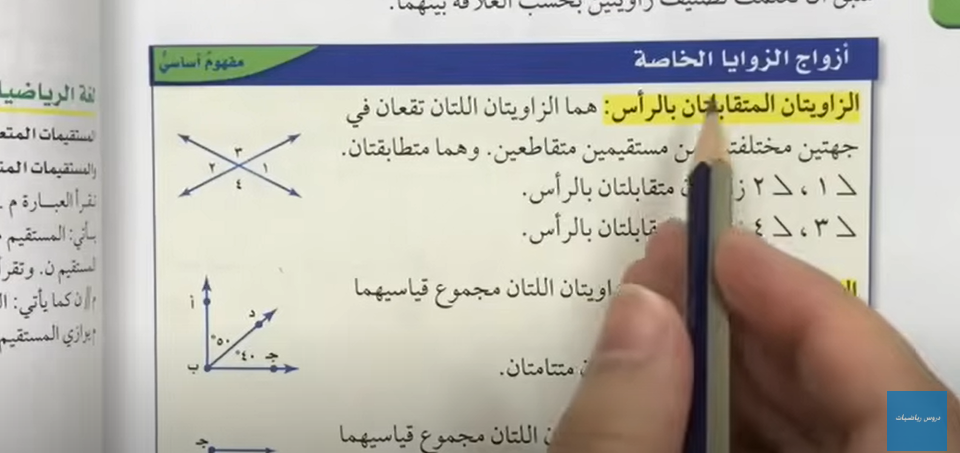 شرح درس 5-1 علاقات الزوايا والمستقيمات ثاني متوسط ف2
