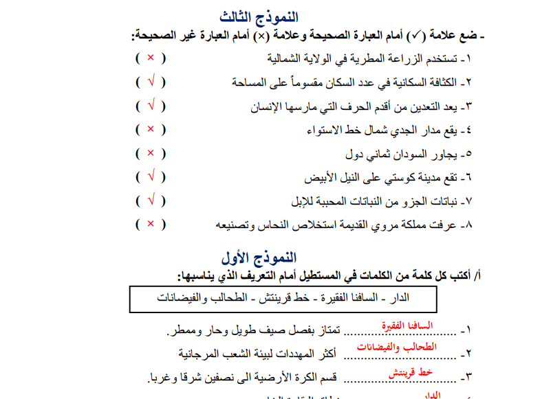 مذكرة الجغرافيا الصف السادس منهج السودان pdf