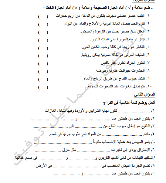 ملخص العلوم الصف السادس اساس منهج السودان الجديد pdf
