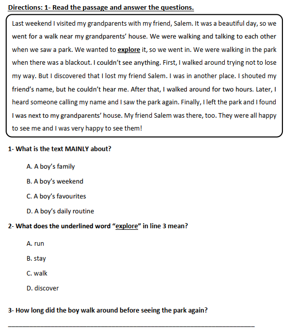 اوراق عمل اللغة الانجليزي خامس منتصف الفصل الاول قطر