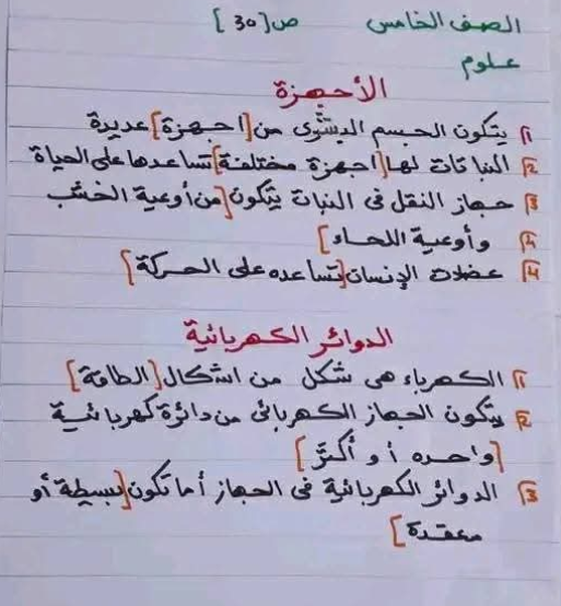 ملخص العلوم الفصل الثاني الصف الخامس الابتدائي ليبيا