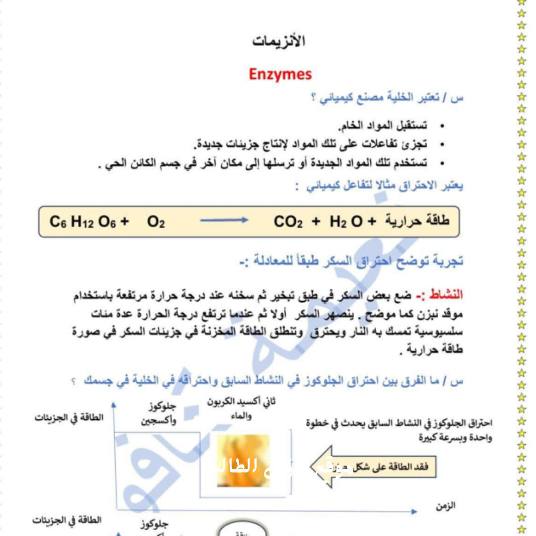 ملخص احياء الوحدة الرابعة الانزيمات الاول الثانوي ليبيا