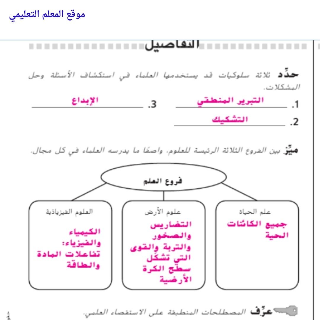 حل دليل الانشطة المختبرية علوم سابع الفصل الاول الامارات