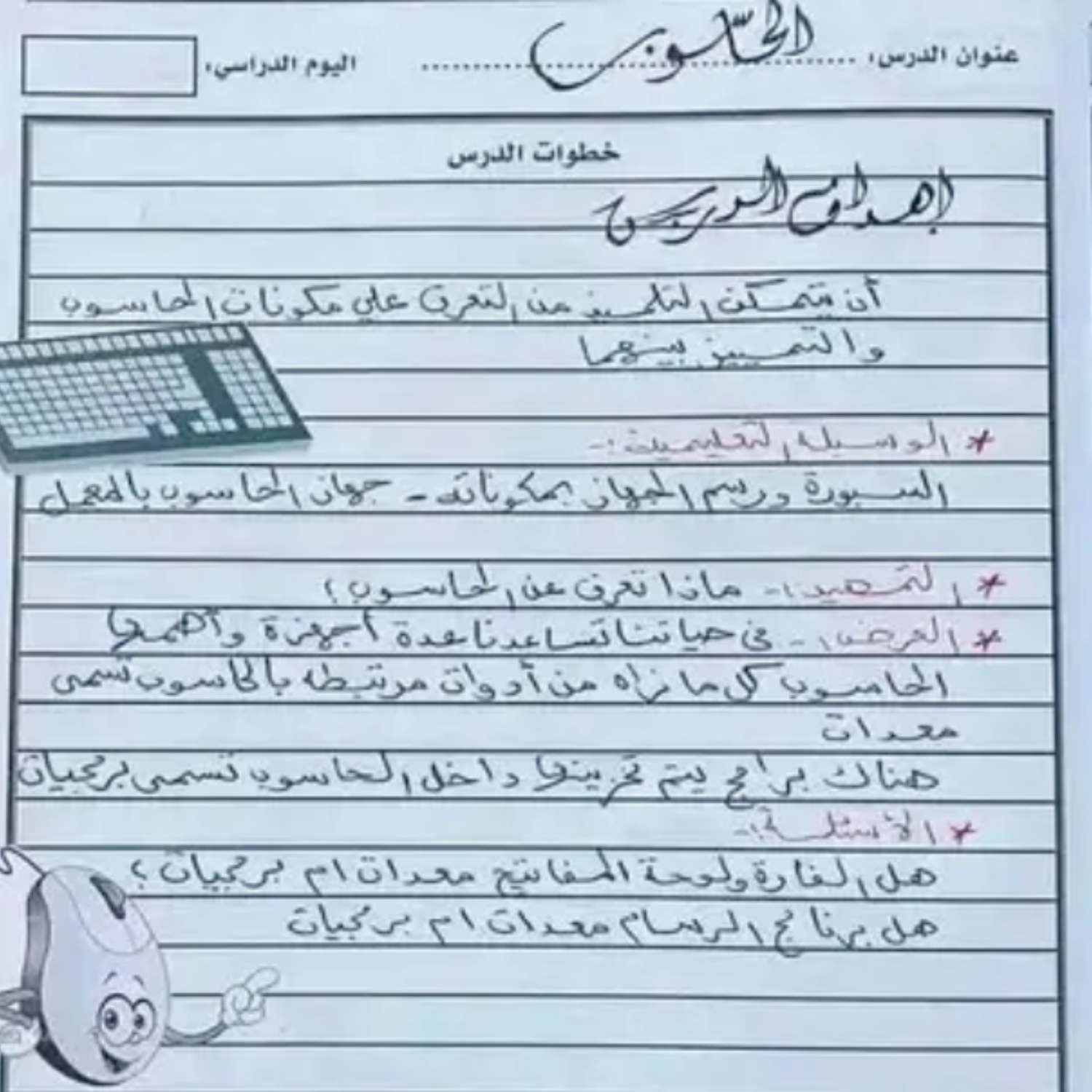 دفتر تحضير الحاسوب اول ابتدائي مناهج ليبيا الجديد pdf